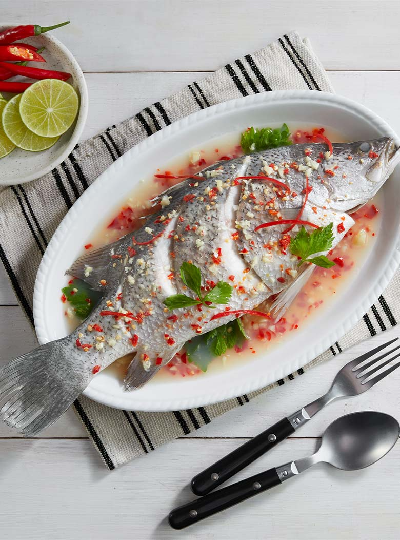 เมนูมะนาวแซ่บ - ปลากระพงหนึ่งมะนาว