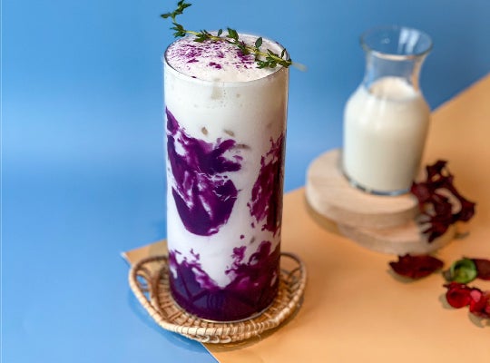 เมนูเครื่องดื่มเย็นนมสด มันม่วง