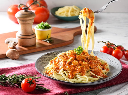 เมนูอาหารเจสปาเก็ตตี้ซอสมะเขือเทศเจ