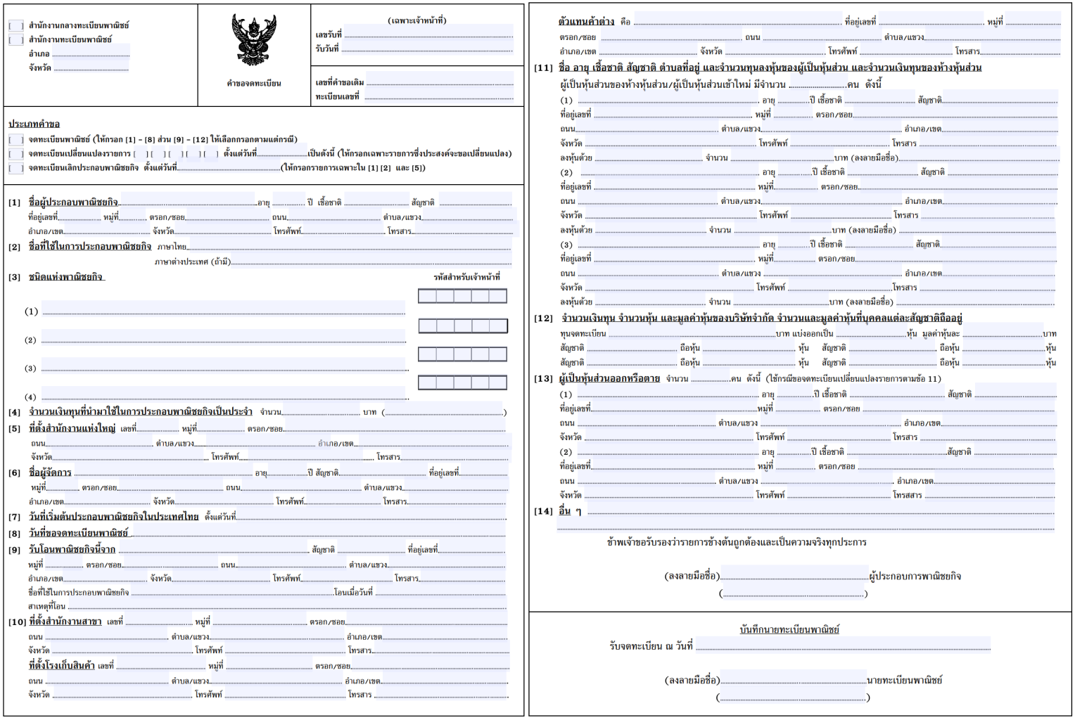 ตัวอย่างใบจดทะเบียนการค้า วิธีจดทะเบียนการค้า